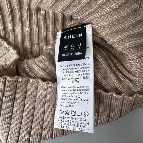 Shein Ribbed Knit Turtleneck Sweater Bundle Size Small Tan White Black -NWOT - Picture 2 of 8